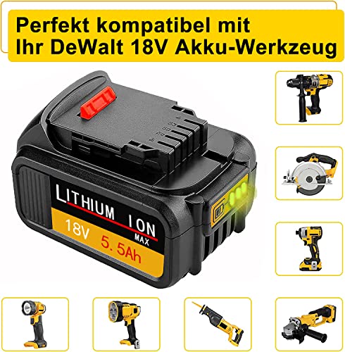 BOTKK 2Pezzi 18V 5.5Ah Li-ion Batteria di ricambio...