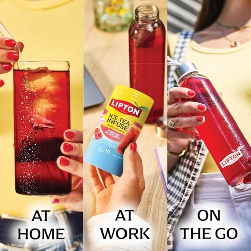 Image of Lipton Ice Tea Infuse Hibiscus Raspberry Citrus Cold Brew Tea Bags for On-The-Go or At Home 10 Tea Bags (Pack of 6)