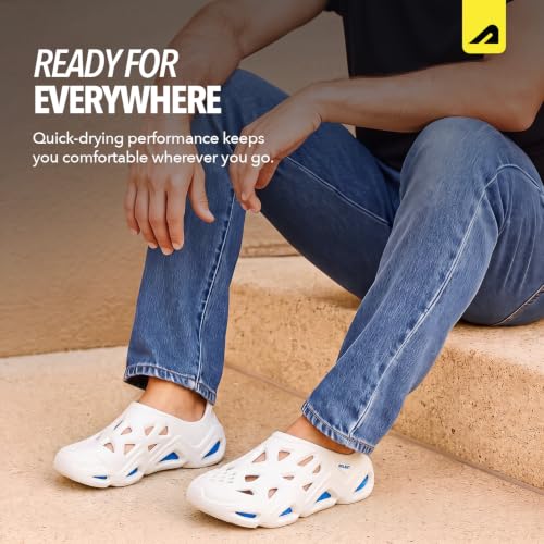 Boldfit Clogs for Man, One-Piece Clogs for Men Molded Soft White Blue - Image 5