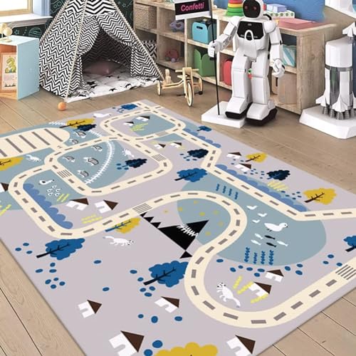 カーペット ラグ 道路 キッズ プレイマット ロードマップ 40*60cm 防ダニ ラグマット キッズ 知育線路 外遊び かわいい 洗える ふわふわ 教育用 大判 子供向き 踏み心地が良い 小学生 滑り止め 薄型 遊びマット 抗菌防臭 保育園 子供部屋 リ