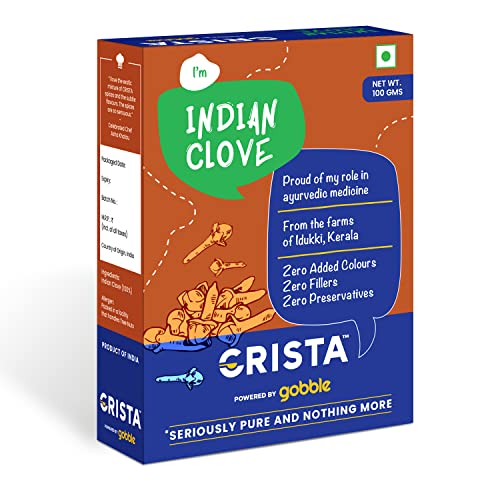 Image of CRISTA Indian Clove | Dried Whole Laung | Zero added Colours, Fillers, Additives & Preservatives | Premium Grade, Natural & Pure | Reddish Brown | 100 gms