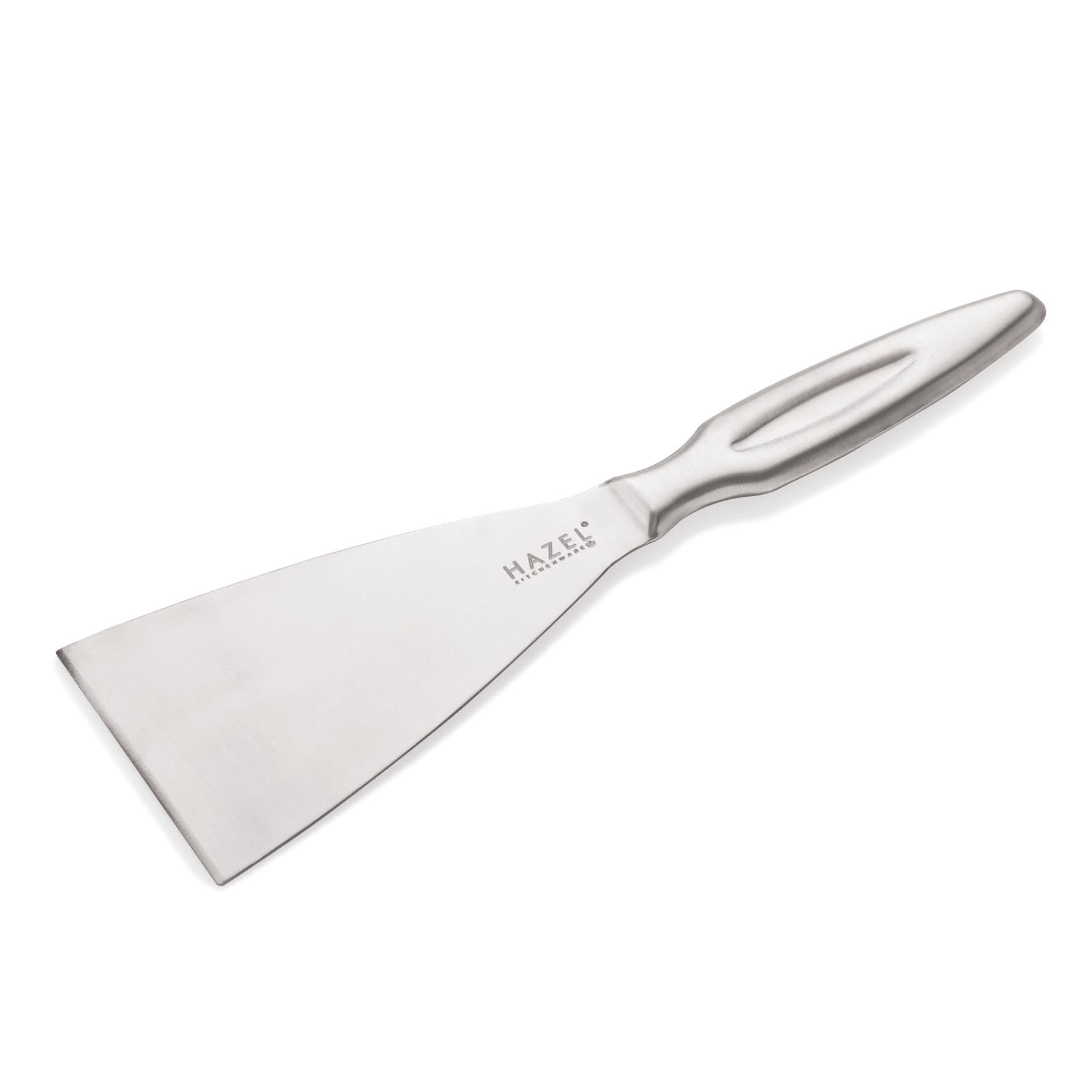 HAZEL Stainless Steel Pizza Cutter & Lifter | Sharp Wheel Pizza Slicer with Handle | Beveled Edge Spatula for Cake & Pie Serving