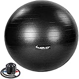 MOVIT®-oefenbal "Dynamic Ball" incl. pomp, 75 cm, zwart, maximale belasting tot 500 kg, barstbestendig, fitnessbal, zitbal, yogabal, Pilates-bal, balans