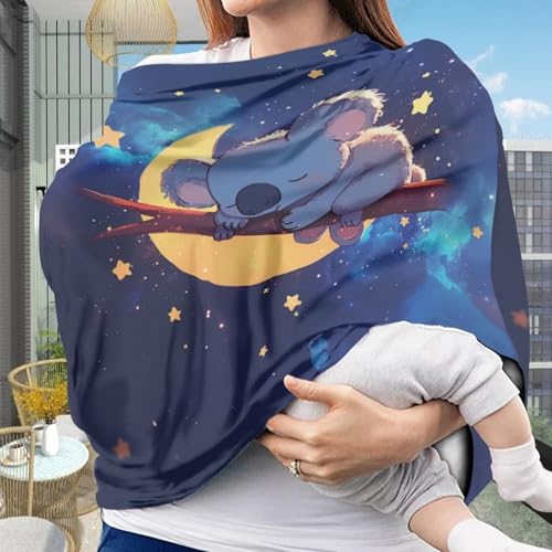 Image of Youngerbaby Koala Galaxy Nursing Cover Breastfeeding Soft Infant Carseat Canopy Stretchy Breathable Cover for Stroller High Chair Shopping Cart Canopies