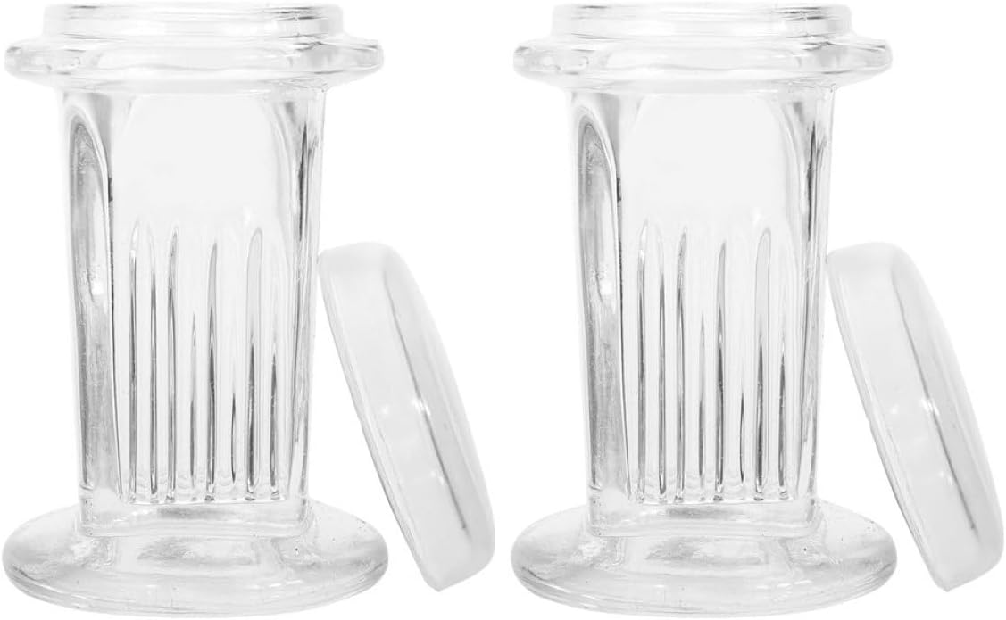 2pcs Glass Staining Jars for Microscope Slides, round Laboratory Glass Staining Tanks with 5-slide Capacity, Home and Lab Use