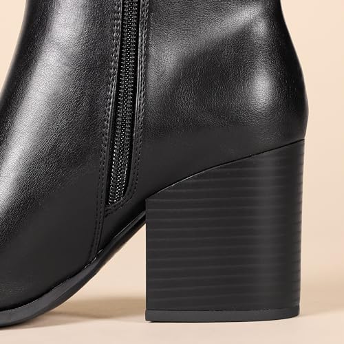 Image of Amazon Essentials Women's Clean Stacked Heel Ankle Boots with Side Zipper, Memory Foam Insole, Flexible Non-Slip Outsole