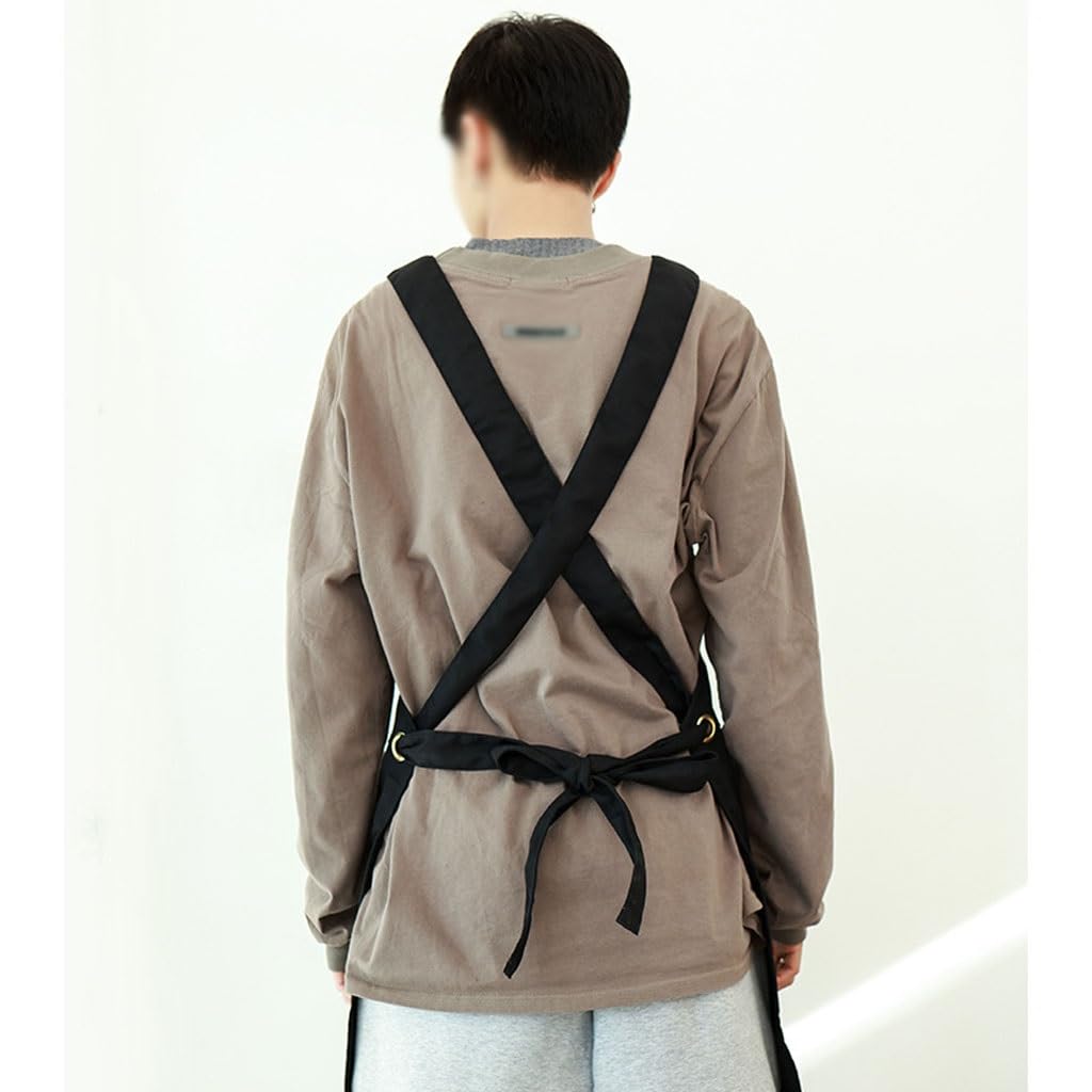 TEESONG Delantal de Chef Delantal de Cocina for el hogar, Lona, ​​Barista, Tienda de té con Leche, Catering, Estudio de Arte, Ropa de Trabajo for Hombres y Mujeres Delantales para Hombres(A)