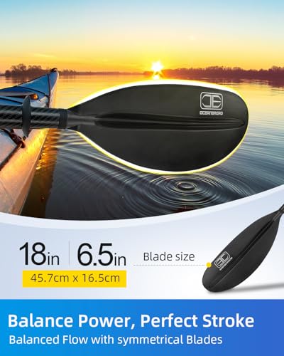 Image of OCEANBROAD Kayak Paddle 230CM /90.5 Inches Carbon Shaft Kayaking Boating Oar with Paddle Leash