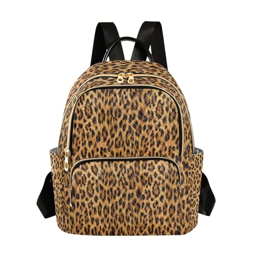 Mini sac à dos matelassé léopard pour femme de taille 26x13x32cm au style moderne
