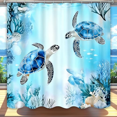 Dreamrflove Turtle Shower Curtain,Ocean Themed Bathroom...