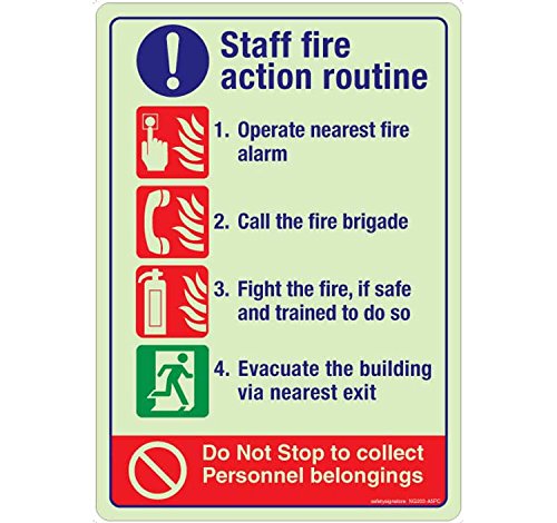 Safety Sign Store personale Fire Action Routine