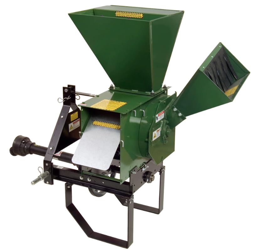 Mighty Mac TPH123 3-Point Hitch Mounted Shredder Chipper attached to a tractor