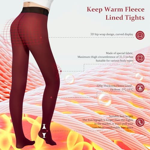 Image of UISLII Fleece Lined Tights Women, Warm Pantyhose leggings Women,Fake Translucent Thermal Skin Colored Tights for Winter