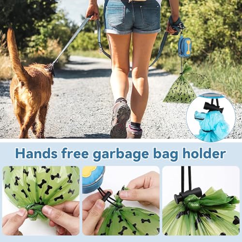 Image of Dog Poop Bag Holder with Stylish Fashion Print - Poo Bag Dispenser and Carrier for Leash Attachment,Blue Bone,Medium