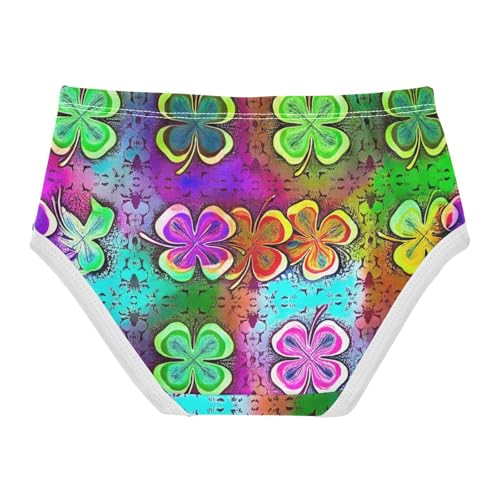 Colorful Shamrock Clover Leaves Panties for Girl Toddler Underwear Floral Cotton Print Kids Briefs Undies 2t2