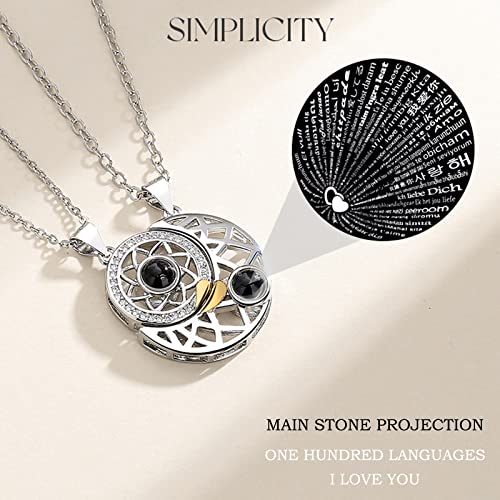 Yumikoo Couple Sun And Moon Necklace I Love You Necklace 100 Languages Matching Bff Friendship Heart Necklaces For Best Friends #TOP1