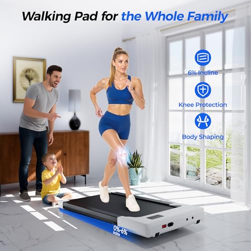 Image of SupeRun Walking Pad with Incline, Under Desk Treadmill, 3 in 1 Portable Treadmills for Home with Remote Control LED Display, 2.5 HP Quiet Mini Treadmill for Office Home Use, 300 Lbs Capacity