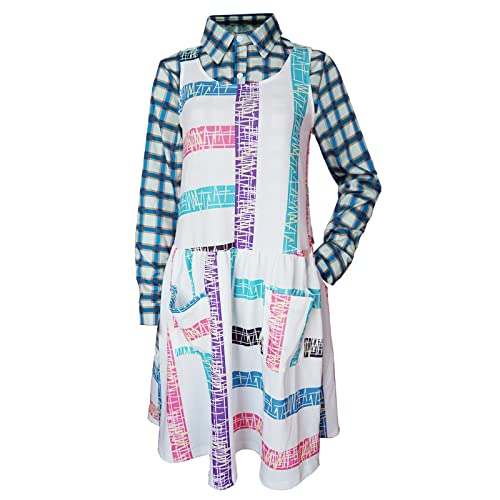 DELIHOM Staffel 4 Elf Kostüm Kleid für Frauen Halloween Cosplay Kostüme mit Plaid Kragen Unterhemd Mädchen, Mehrfarbig, S Cover