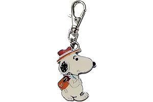 Snoopy Dog Gone Fishing Zinc Alloy Keychain for Small Pet Dog Cat...