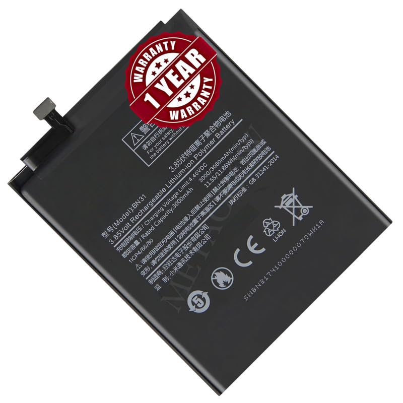 Image of Original BN31 Battery Compatible with Xiaomi Redmi Y1, Redmi Y1 Lite, Redmi Y2, Xiaomi Mi A1 - (3080mAh) - 1 Year Warranty BC46