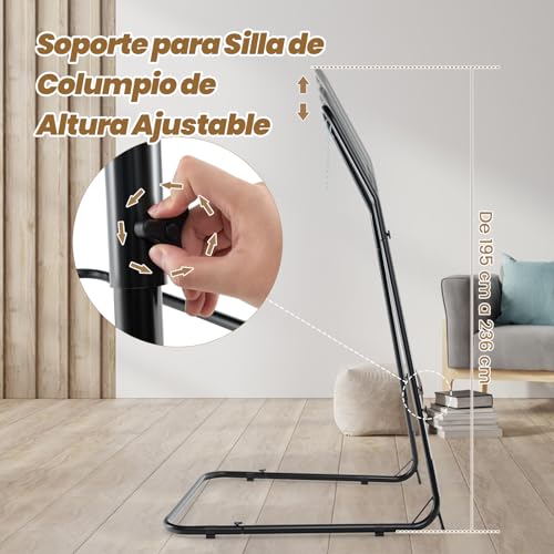 GOPLUS Soporte de Sillón Colgante, Ajustable en Altura de 195-236 cm con Marco de Metal Resistente, Soporte para Columpio Hamaca para Interior y Exterior con Gancho y Cadena de Metal, Carga 150 kg - imagen 4