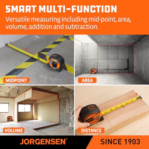 JORGENSEN Laser Tape Measure 2-in-1, 135Ft Laser Measuring Tool & 16Ft Measuring Tape with Movable Magnetic Hook, Laser Measure for Pythagorean, Area, Volume, Unit Ft/Ft+in/in/M NOT Digital by Jorgensen - Image 5
