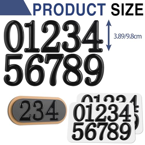 Image of opasyo 20 Pieces Mailbox Numbers for Outside 3.8 inch 0-9 Self-Adhesive Mail Box Numbers,3D Gold House Numbers for Mailbox, Apartment, House, Trash Bins,Office Hotel Room (Black, 3.8inch)