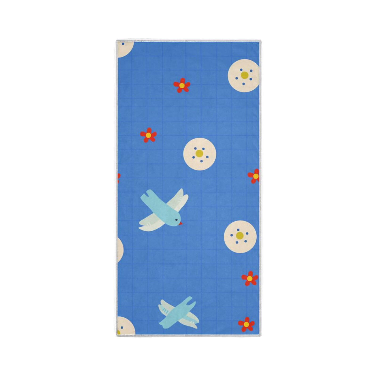 Blue Bird Button Red Flower Cute Hand Towels for Kitchen Quick Dry Towel Hand washcloth for face Gym Towels Pack Sport Hand Towel 30