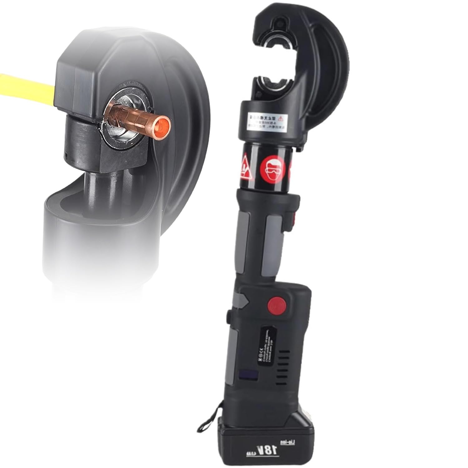 Qitujour One Color Electric Hydraulic Cable Crimping Tool 120Kn, With Digital Display, Suitable For 6-400Mm² Wires And Copper/Aluminum Terminals, Includes 12 Sets Of Dies