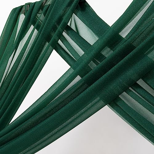 Image of MLMC Emerald Green Wedding Arch Draping Fabric 1 Panel 29 inch x 20 FT Extra Long Gauze Drapes Sheer Backdrop Curtains 6.6 Yards Outdoor Drapery Panels for Wedding Ceremony Party Ceiling Decoration