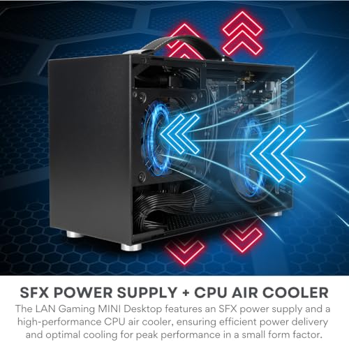 Image of LAN Gamer 8.1L Mini ITX Desktop RTX 5060 Ti 8GB, Intel 20-Core Ultra 7 265KF, 32GB DDR5 RAM, 2TB Gen4 NVMe SSD, SFF PC w /Windows 11 Pro, 3-Year Warranty, RGB Keyboard+Mouse, Internal Wi-Fi 6E (Black)