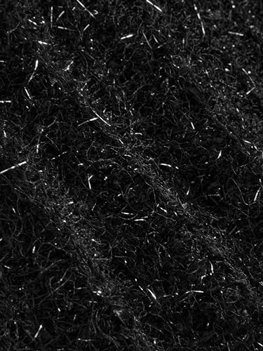 CIDER Fuzzy Round Neck Button Metallic Knitted Long Sleeve Cardigan: Black, M3