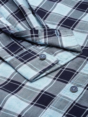 Image of The Indian Garage Co Men Slim Fit Checkered Full Sleeves Cutaway Collar Casual Shirt