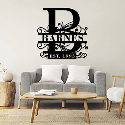 Custom Metal Signs | Metal Name Signs | Metal Wall Art | Split Letter Monogram Wall Decor | Last Name Sign | Family Name Sign | Personalized Wedding Gift | Outdoor Metal Sign #TOP3