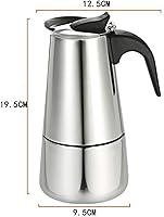 Vista 3 de Cafetera eléctrica para 6 tazas, cafetera de acero inoxidable, cafetera para café expreso, cafetera moka para café clásico italiano y cubano