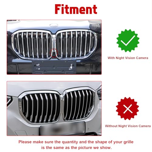 Image of x xotic tech Iconic 3-color Tri Grille Insert Trims Strips Compatible with BMW X Series X5 G05 2019-2023 with Night Vision Camera & 7 Beam Front Center Kidney Grilles Decoration