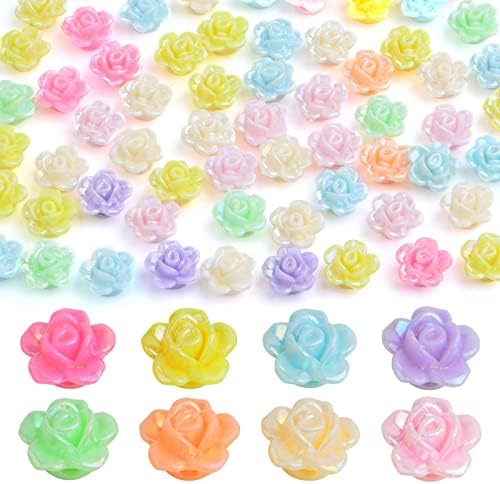 Beading Station 10-Piece Handmade Leafy Clay Rose Flower