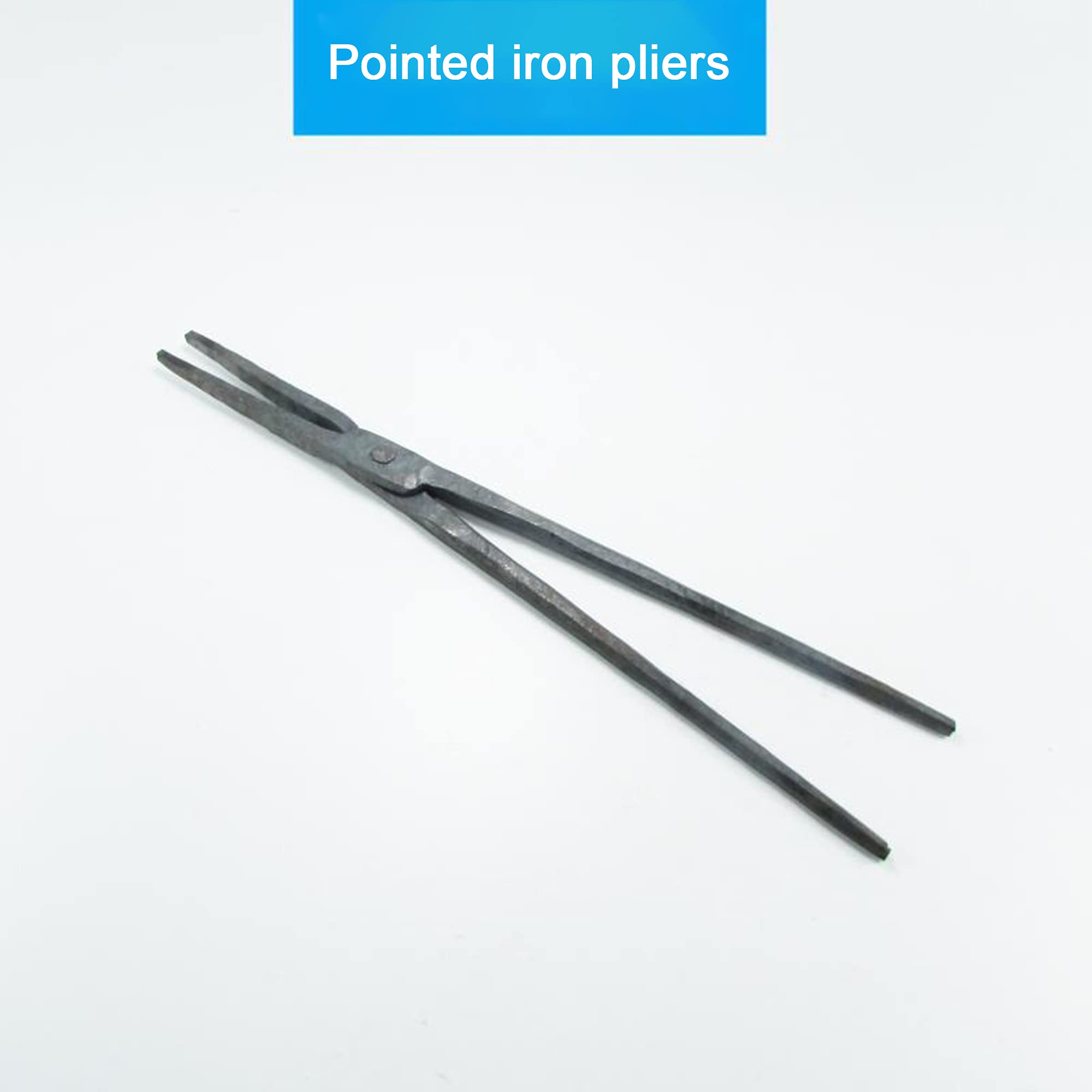 Tenaza de forja Pinzas de herrero Pinza de hierro puntiaguda para la fabricación de cuchillos de yunque Tenaza de forja de 370 mm para Engineer Blacksmith Forge