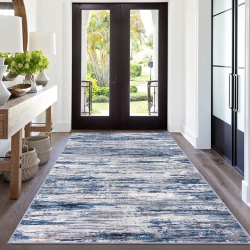 Navy Blue Gray Neutral Multi 5x7 Modern Abstract Area Rug for Bedroom, Large Super Soft Washable Rug with Non-Slip, Non-Shedding Rugs for Living Room, Indoor Door Mat for Office Home Décor