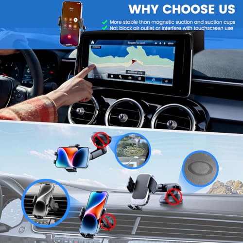 Image of Car Phone Holder Compatible with Mercedes-Benz C-Class 2019-2021 /GLC-Class 2020-2022 Accessories 10.25-Inch Screen Fixed Clip, Cell Phone Mount with Dash Organizer Tray Hands-Free 360 Rotation