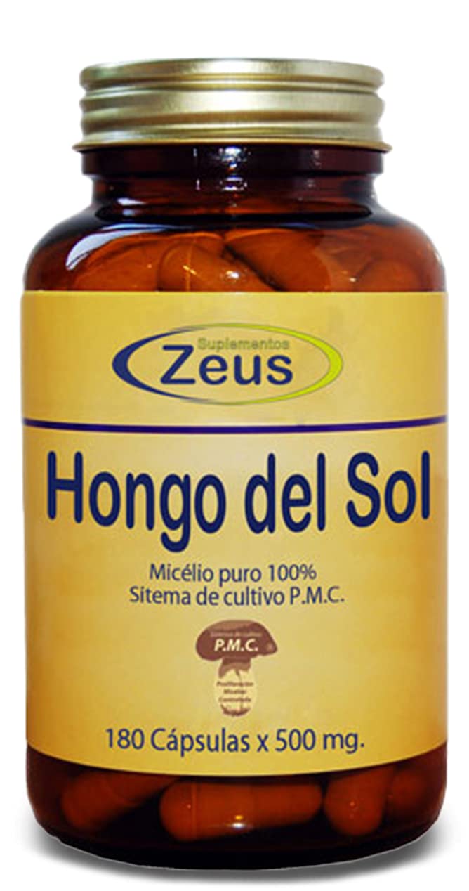 HONGO DEL SOL | Contribuye al funcionamiento normal del sistema inmunitario | Complemento Alimenticio a base de Hongo del Sol y Vitamina C | 100% Vegano | 180 Cápsulas Vegetales