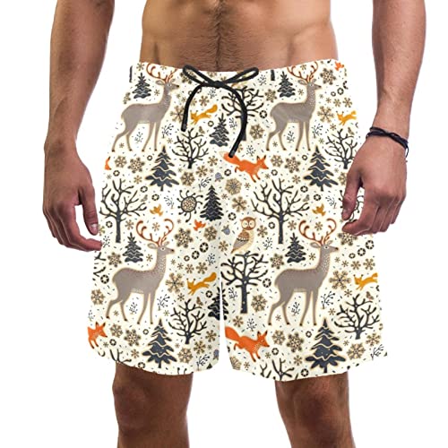 Maillots de bain hommes hibou et cerf séchage rapide pour le confort à la plage