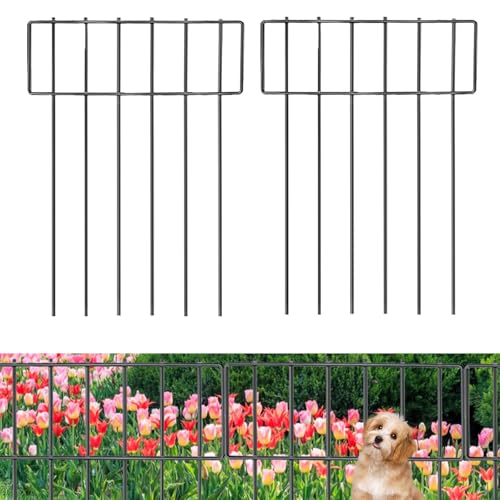 longdafei - Animal Barrier Fence 20 Pack, 17 in(H) X 21.6 Ft(L) Decorative Garden Fence, Rustproof Metal Wire Garden Border Fence, Dog Rabbits Ground Stakes Fence for Garden Outdoor Landscape Patio.