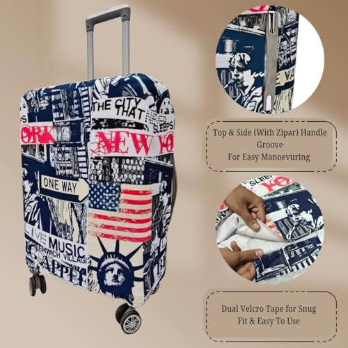 Image of Printed Travel Luggage Cover for Suitcase - Stretchable & Scratchproof Trolley Bag Protector