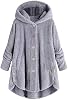 yaoeye Cárdigan para Mujer con Botones Chaqueta Talla Grande Holgada de Invierno con Capucha de Lana Suave 5