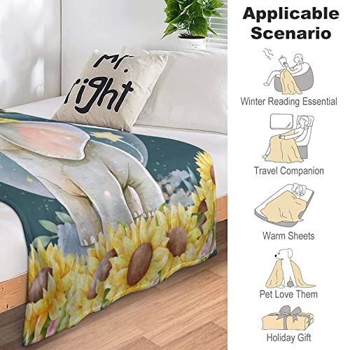 Elephant Blanket Gifts, 50"X40" Throw Blankets Soft Warm Fuzzy Cozy Flannel Blanket For Teens Boys Girls, Elephants Pattern Bed Throw For Sofa, Couch, Living Room #TOP6