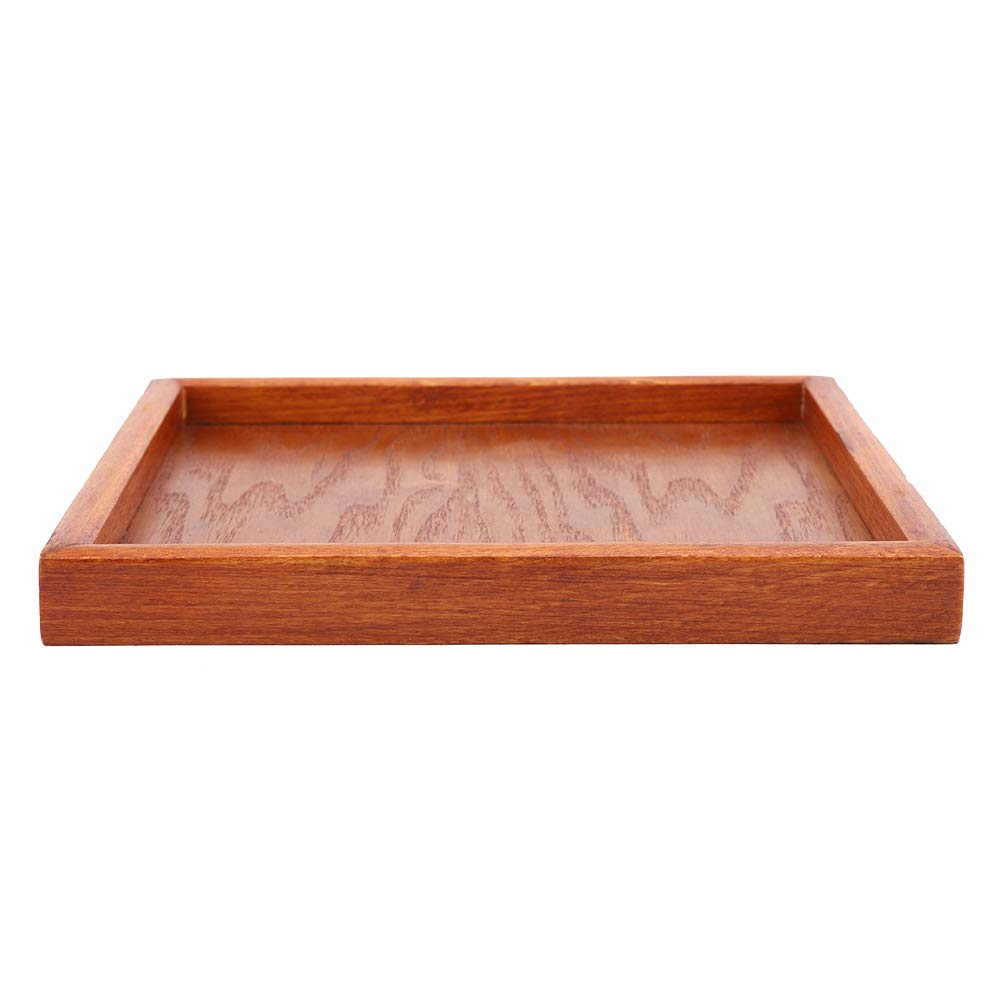 Bandeja cuadrada de nogal – Elegante plato de madera de 18 x 18 cm para té, sushi, café y aperitivos, diseño versátil con bordes elevados para una mayor funcionalidad
