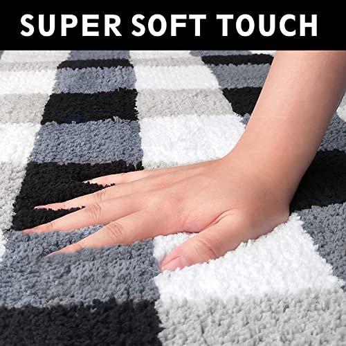 Earthall Bathroom Rug Mat, 24"X71", Buffalo Plaid Bath Mat Extra Soft Absorbent Premium Bath Rug, Non-Slip Comfortable Bath Mat, Machine Wash Dry, Carpet For Tub, Shower, Bath Room #TOP1