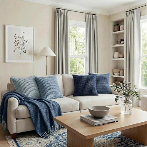 Fancy Homi 4 Packs Decorative Throw Pillow Covers for Living Room Couch Bed, Modern Farmhouse Boho Home Décor Accent Cushion Case, 28" x 28", Blue Series by Fancy Homi - Used condition - Image 6