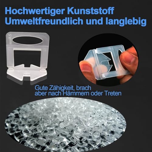 QTACIE Fliesen-Nivelliersystem 300 Stück 2 mm für professionelle Keramikfliesen- und Stein-Installation, Fliesen-Nivellierer, Abstandshalter für Wand, Boden, 2 mm, nur Abstandshalter, 300 Stück